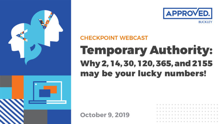 Temporary Authority | APPROVED Checkpoint Webcast